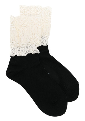 Yohji Yamamoto Lace embroidered socks - Black