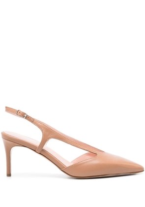 Anna F. 75mm slingback leather pumps - Brown