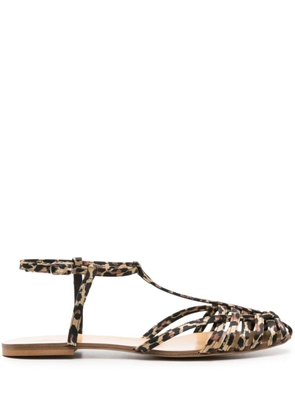 Anna F. leopard-print satin sandals - Neutrals