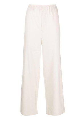 Baserange elasticated-waist silk palazzo pants - White
