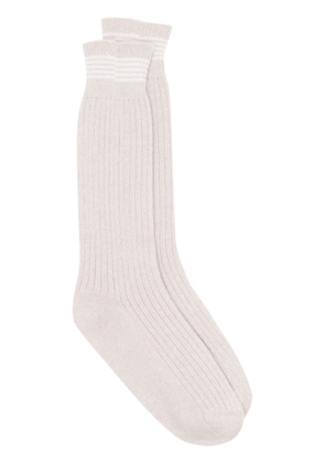 Eleventy ribbed-knit cashmere socks - Neutrals