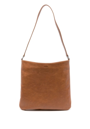 SANDRO logo-debossed leather shoulder bag - Brown