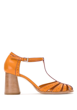Sarah Chofakian block heel leather pumps - Orange