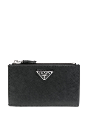 Prada enamel triangle-logo leather wallet - Black