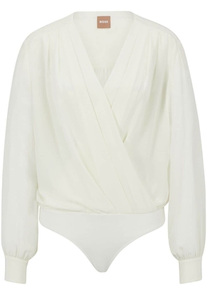 BOSS pleated silk bodysuit - White