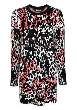 Just Cavalli jacquard leopard-print minidress - Black