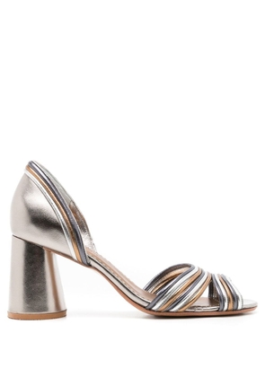Sarah Chofakian Yoko 75mm striped sandals - Metallic