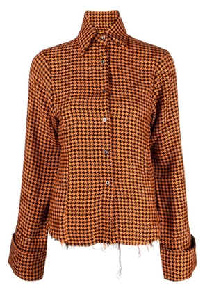 Marques'Almeida houndstooth long-sleeve shirt - Orange