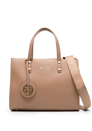 V°73 logo-lettering leather tote bag - Neutrals