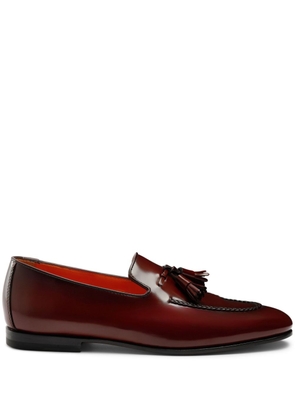 Santoni tassel-charm leather loafers - Red