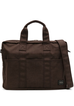 Porter-Yoshida & Co. logo-patch canvas briefcase - Brown