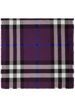 Burberry raw-cut checked scarf - Purple
