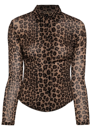 Fendi Pre-Owned leopard-print wool shirt - Brown