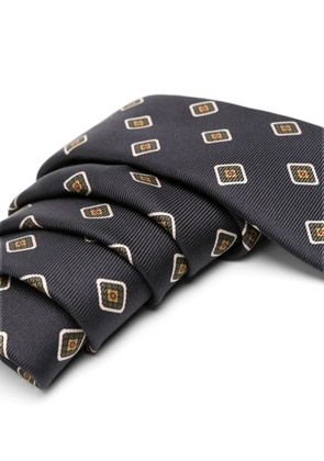 Kiton geometric-pattern tie - Black