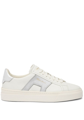 Santoni Double Buckle leather sneakers - White