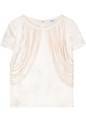 CHANEL Pre-Owned 2000s fringed silk top - Neutrals