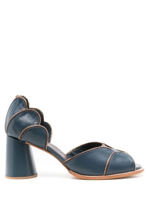 Sarah Chofakian Pattrice 65mm scallop-edge sandals - Blue