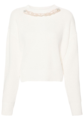 TWINSET braid-trim chunky-knit jumper - White
