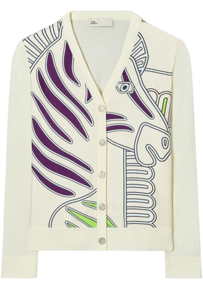Tory Burch Silk Front zebra-print cardigan - White