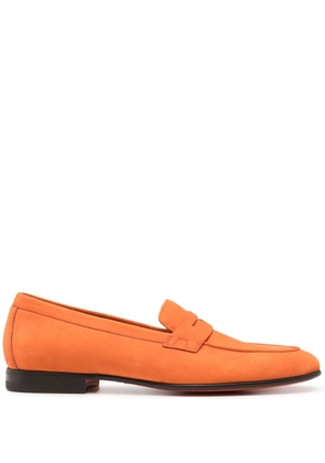 Santoni penny-slot suede loafers - Orange