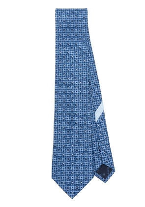 Ferragamo patterned-jacquard silk tie - Blue