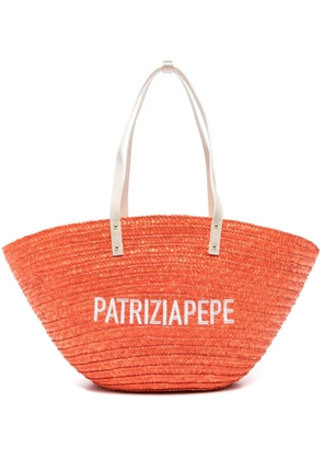 Patrizia Pepe logo-embroidered shoulder bag - Orange