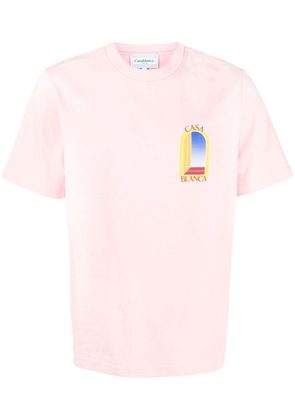 Casablanca logo-print organic cotton T-shirt - Pink