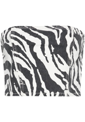 ROTATE BIRGER CHRISTENSEN zebra-print denim cropped top - Black