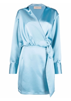 Blanca Vita wrap-style satin-effect dress - Blue