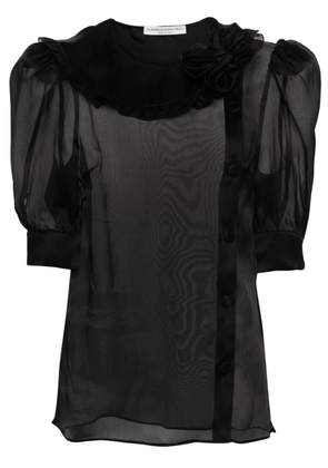 Alessandra Rich sheer silk organza blouse - Black