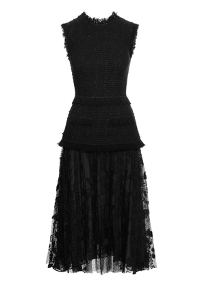 Oscar de la Renta guipure-lace velvet midi dress - Black