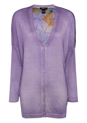 Avant Toi floral-intarsia cashmere-silk cardigan - Purple