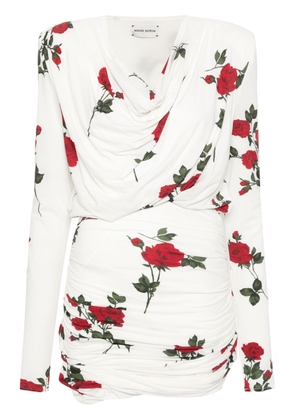 Magda Butrym rose-print draped mini dress - Neutrals