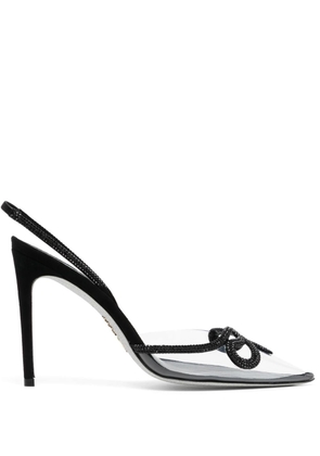 René Caovilla 90mm rhinestone-embellished leather sandals - Black