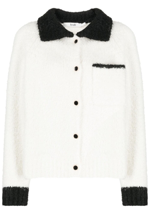 b+ab contrasting-collar button-up cardigan - White