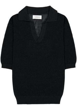 Laneus V-neck cotton polo jumper - Black