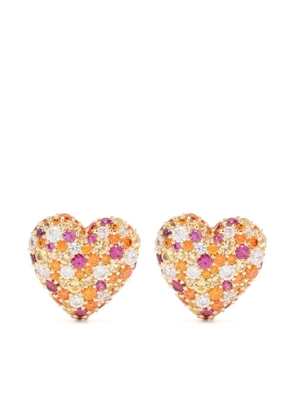 APM Monaco heart-motif crystal-embellished earrings - Yellow