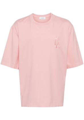 Laneus palm logo-embroidered cotton T-shirt - Pink