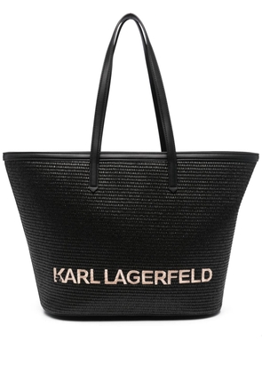 Karl Lagerfeld K/Essential raffia tote bag - Black