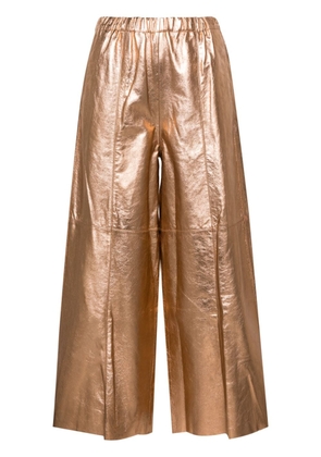 Alysi cropped leather trousers - Metallic