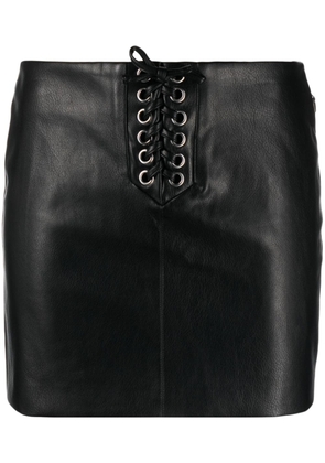 ROTATE BIRGER CHRISTENSEN Textured lace-up miniskirt - Black