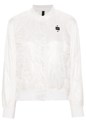 Blauer logo-patch quilted bomber jacket - White