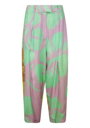 Jejia floral-print tapered silk trousers - Pink