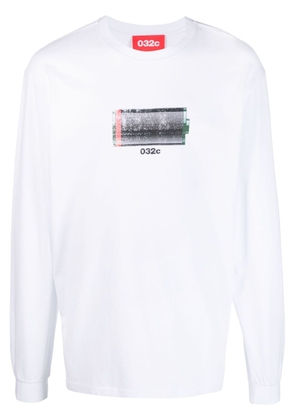 032c long-sleeve organic-cotton T-shirt - White