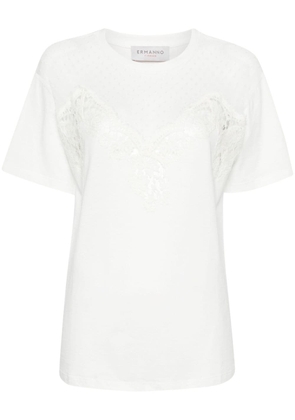 ERMANNO FIRENZE lace-trim cotton T-shirt - White