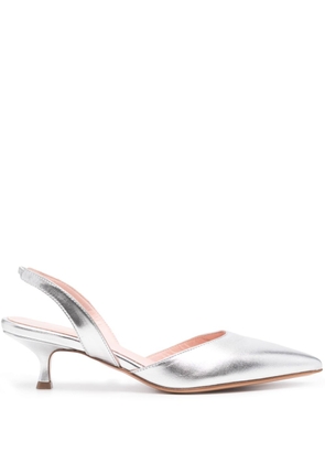 Anna F. 55mm leather slingback pumps - Silver