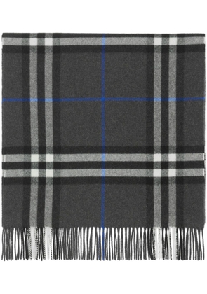 Burberry check-print fringed cashmere scarf - Grey