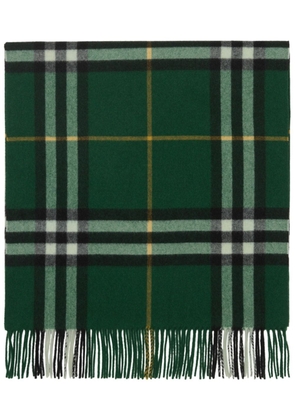 Burberry check-print fringed cashmere scarf - Green