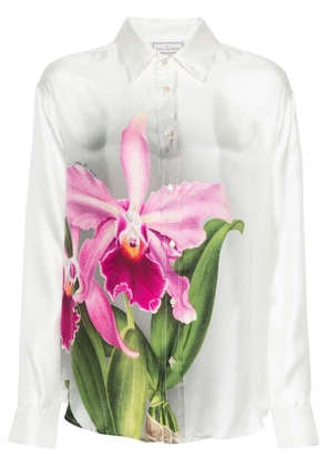 Pierre-Louis Mascia Aloe orchid-print silk shirt - White