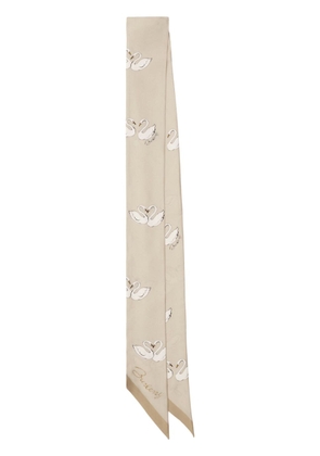 Burberry swan-print silk scarf - Neutrals